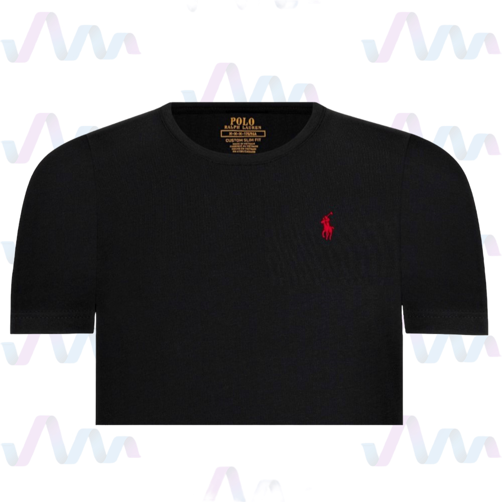 Ralph Lauren T-Shirt Herren Schwarz Rot Rundhalsausschnitt